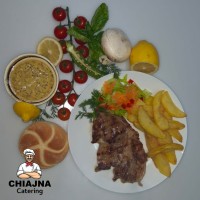 Ceafa de porc la gratar + Cartofi prajiti Ceafa de porc la gratar + Cartofi prajiti