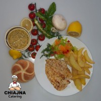 Piept de pui la gratar + Cartofi prajiti Piept de pui la gratar + Cartofi prajiti
